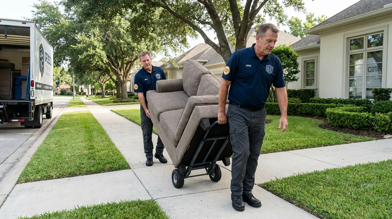 Local residential moving crew loading furniture in Firestone, CO