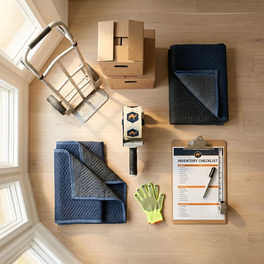 Professional moving supplies and packing materials layout for Firestone residential relocations
